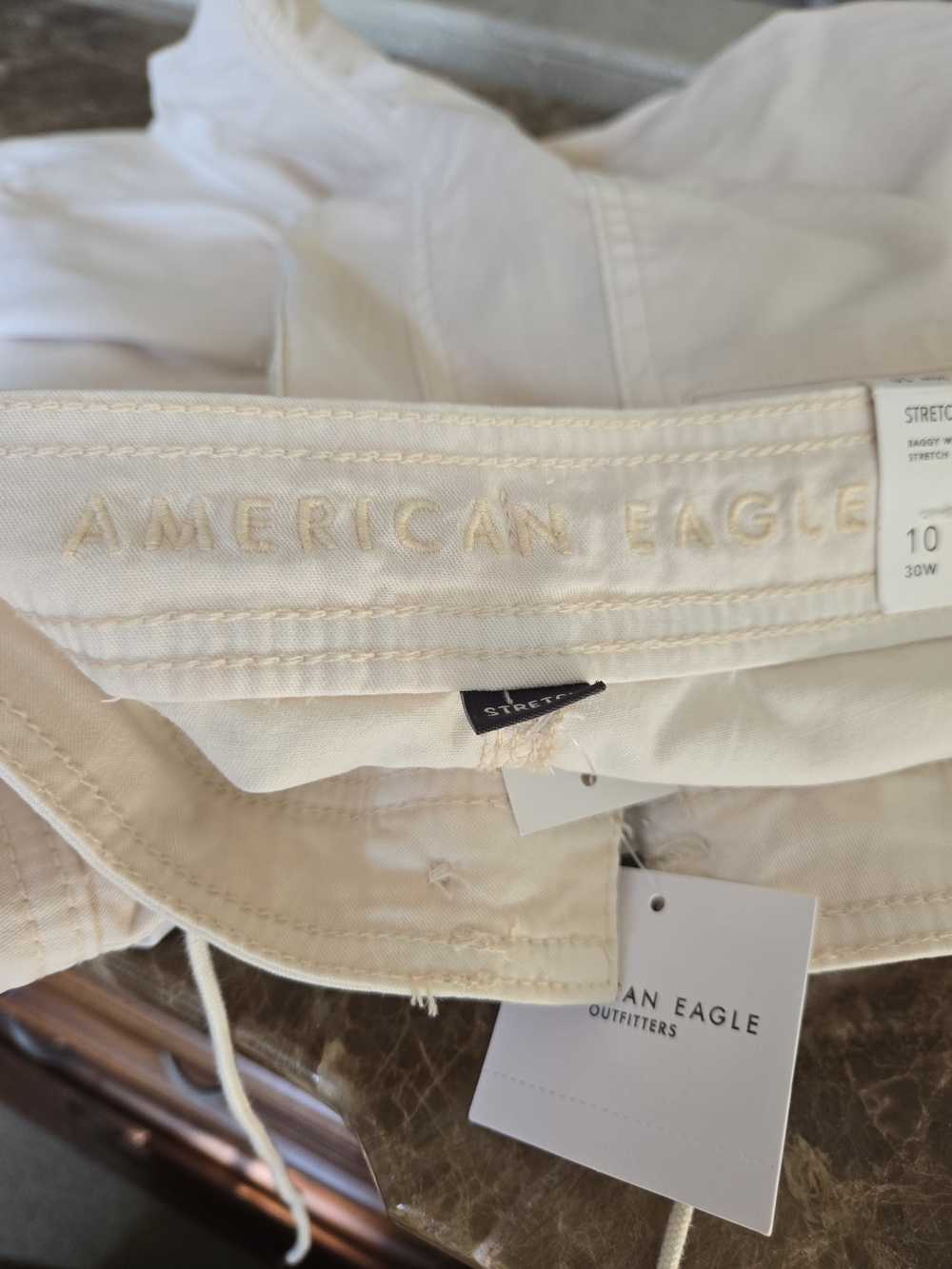 American Eagle Outfitters Women's Cream Straight-Leg Cargo Pants - Picture 10 of 11
